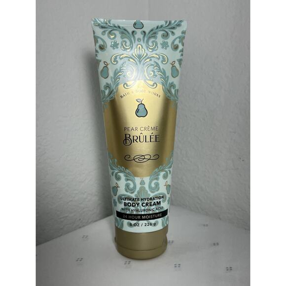 BATH AND BODY WORKS body cream PEAR CREME BRULEE 8 FL OZ hyaluronic acid - Picture 1 of 6
